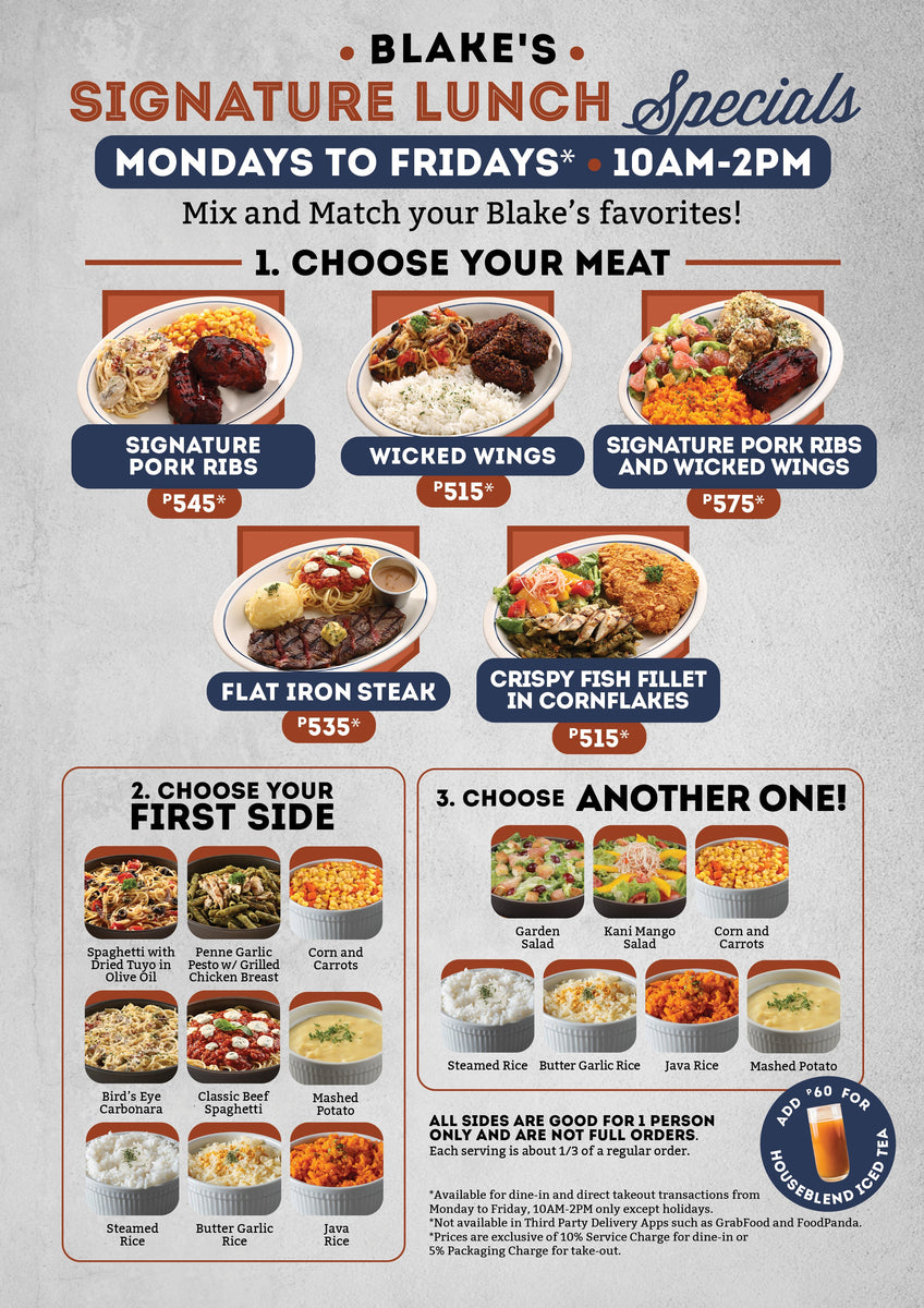 Blake's Signature Lunch Specials | Blake's Wings and Steaks