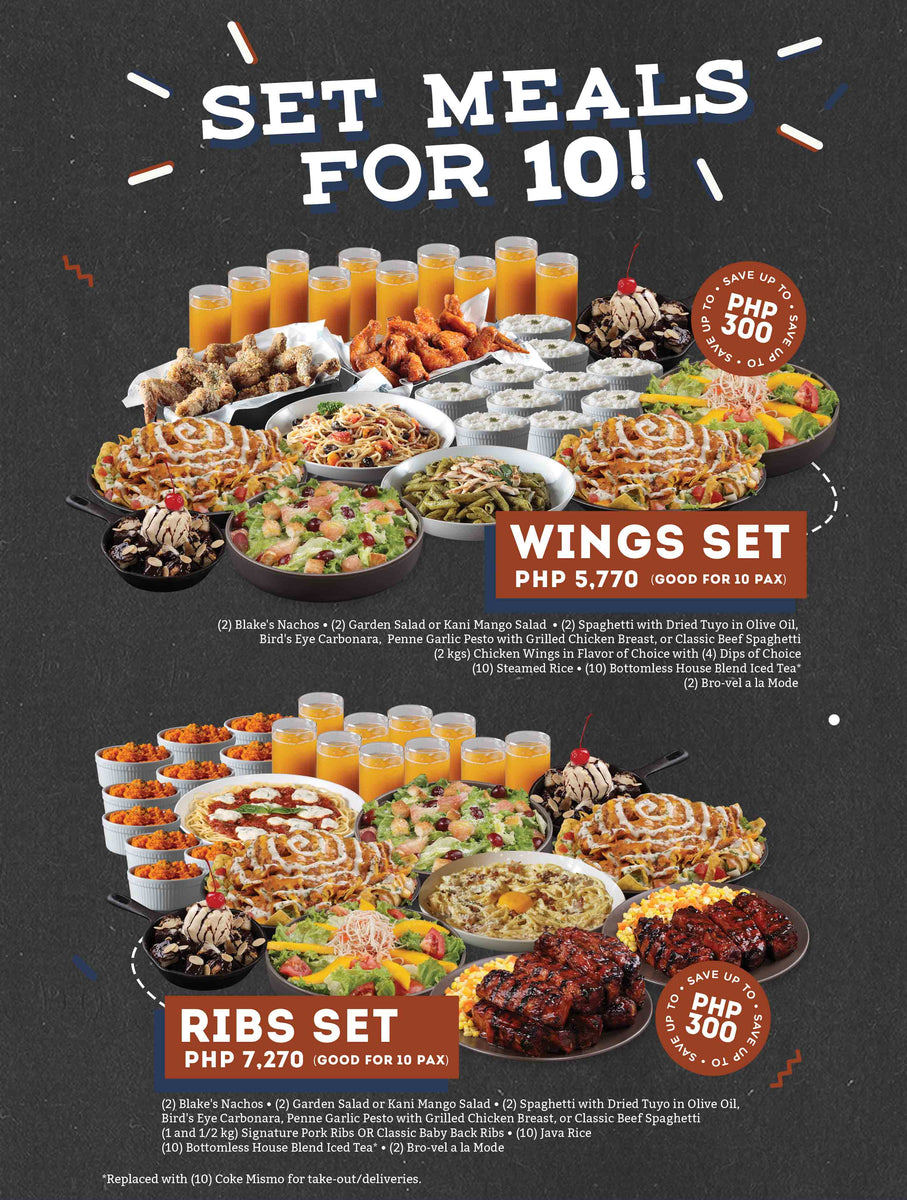 Ribs Set Meal for 10 Blake's Wings & Steaks